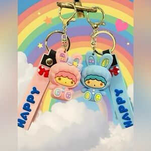 Adorable Bunny Keychain Set - Pink and Blue